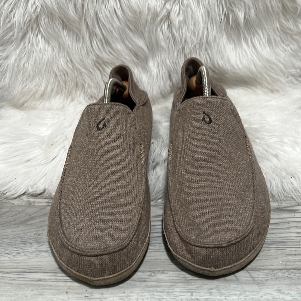 OluKai Moloa Hulu Knit Slip On Shoes Brown Tan Mens Size 11